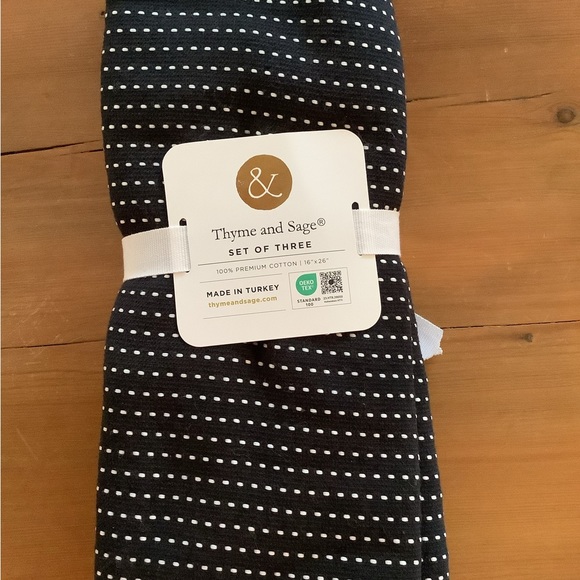 SET OF THREE COTTON KITCHEN TOWELS, THYME and SAGE 16” x 26”.  MADE IN TURKEY - Picture 1 of 8